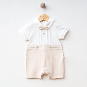Tenue bébé garçon chic (100% coton) avec noeud papillon (0-12 mois)