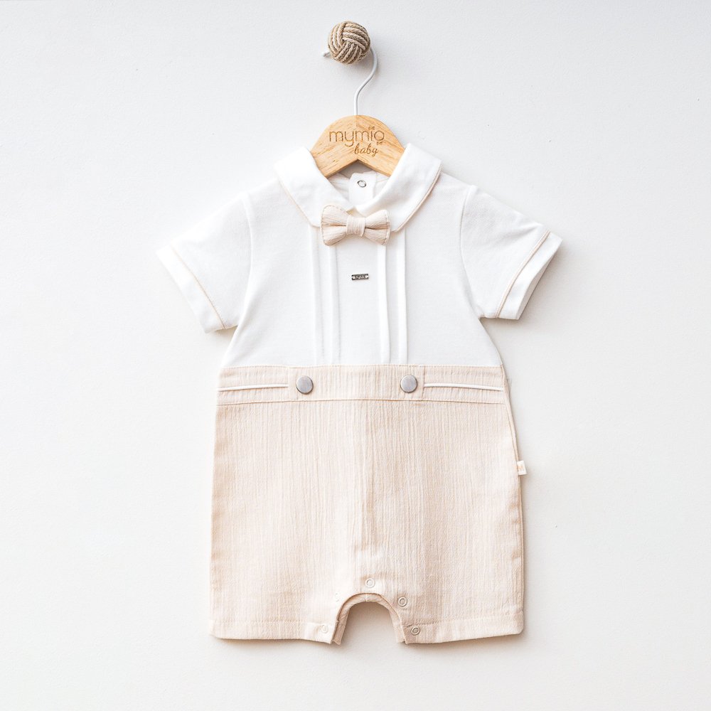 Tenue bébé garçon chic (100% coton) avec noeud papillon (0-12 mois)